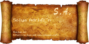 Solya Adrián névjegykártya